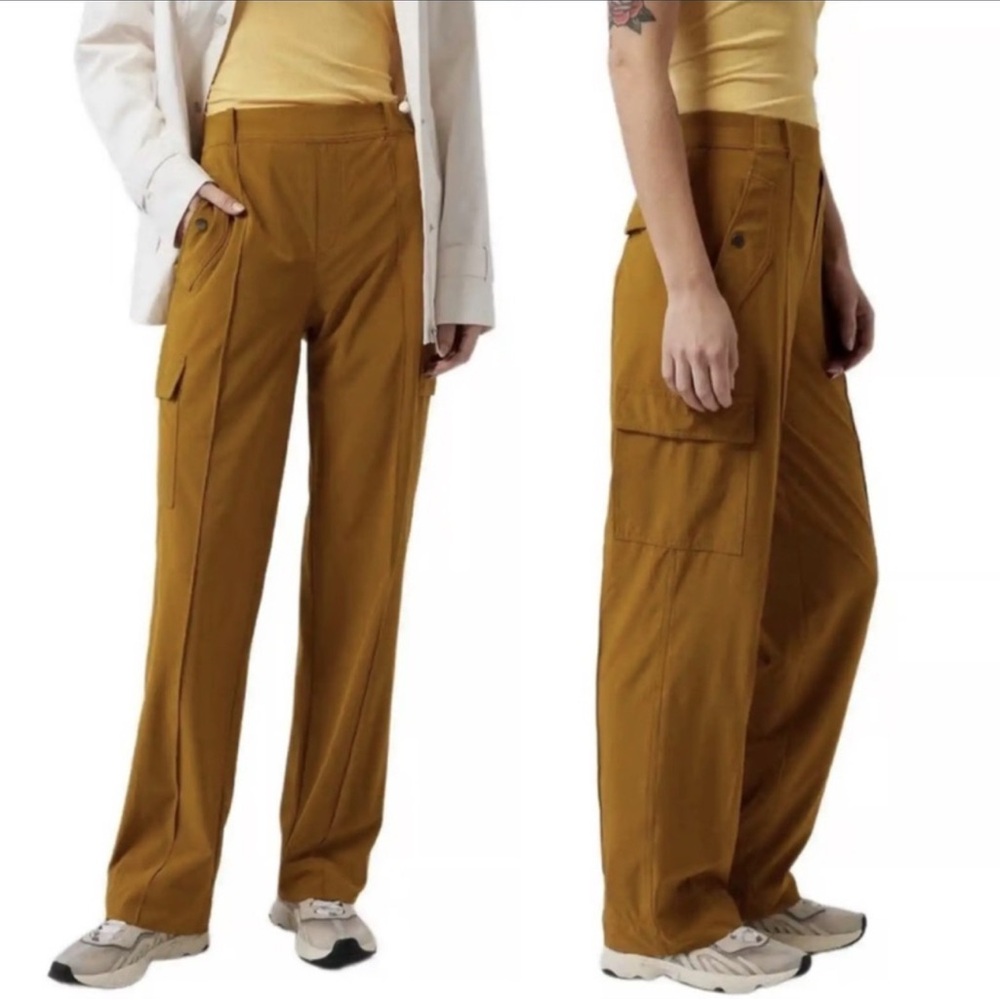 Athleta Vienna Cargo Pant 20 Mustard Gold Stretch Utility Wide Leg NWT